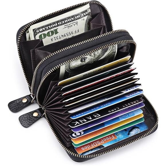 Small Genuine Leather Wallet for Women, RFID Blocking Credit Card - Picture 4 of 7